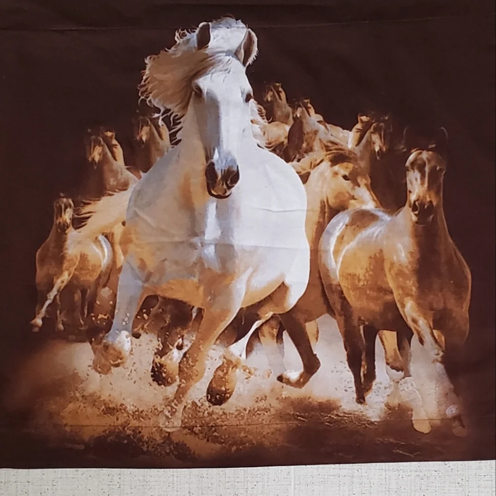 Dolce Mela Bedding, Elite Collection, King Pillow Sham, Wild Horses, Cotton, EUC